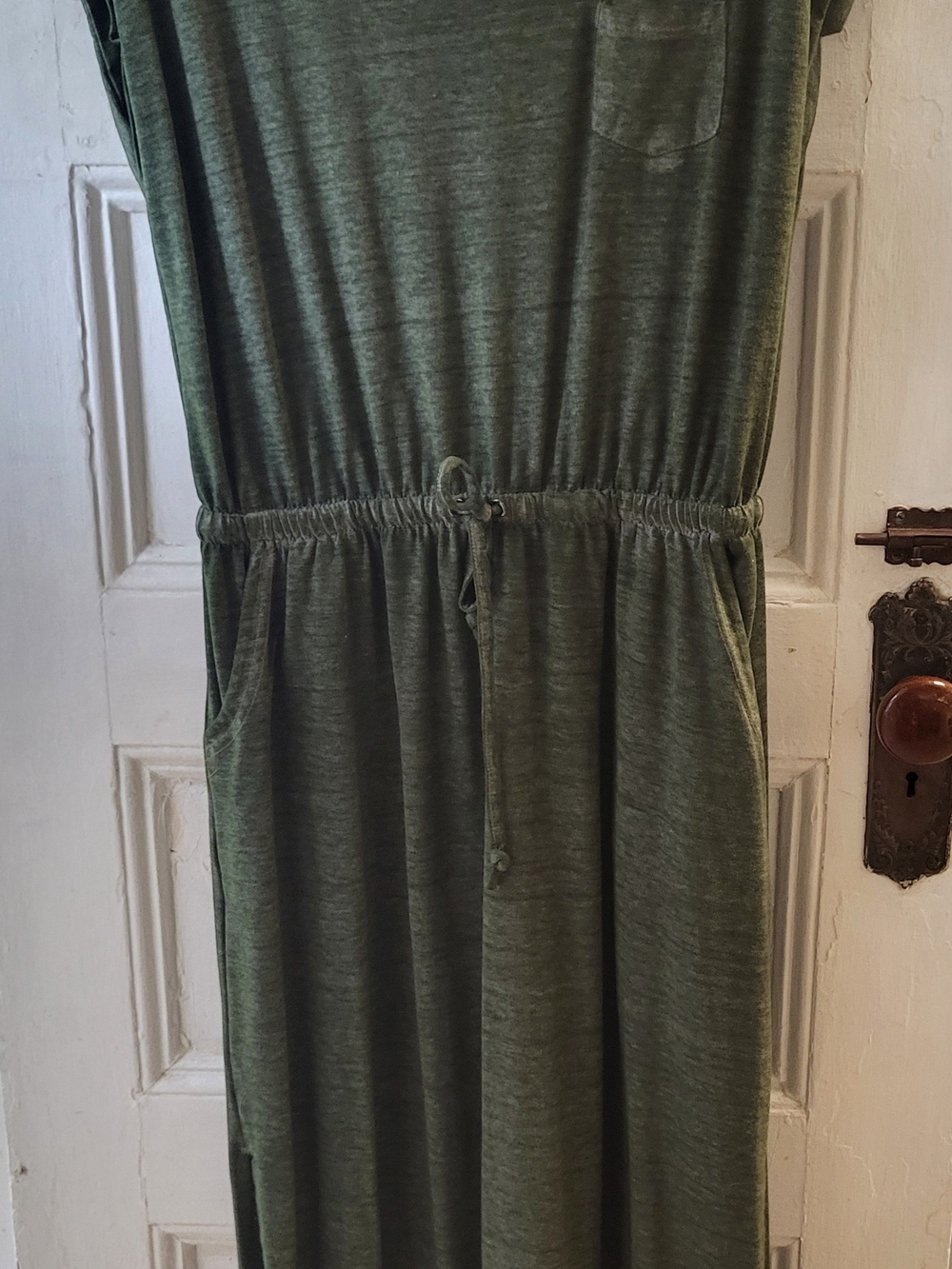 Time and Tru Olive Green Scoop Neck T-Shirt Type Maxi Dress